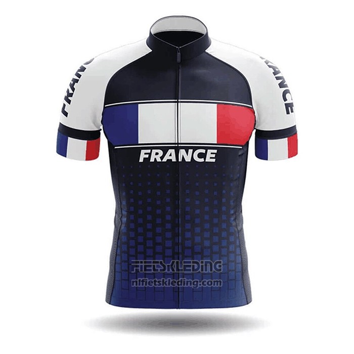2020 Fietskleding Kampioen Frankrijk Blauw Wit Rood Korte Mouwen en Koersbroek